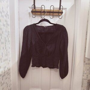 Madewell Lightspun Julianne Smocked-Waist Top